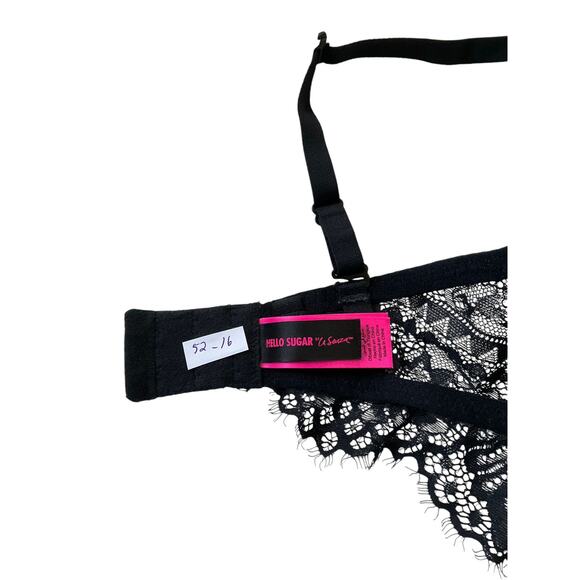 Black Lace Rhinestones Push Up Bra Women Size 34D | 52-16 - Picture 7 of 7